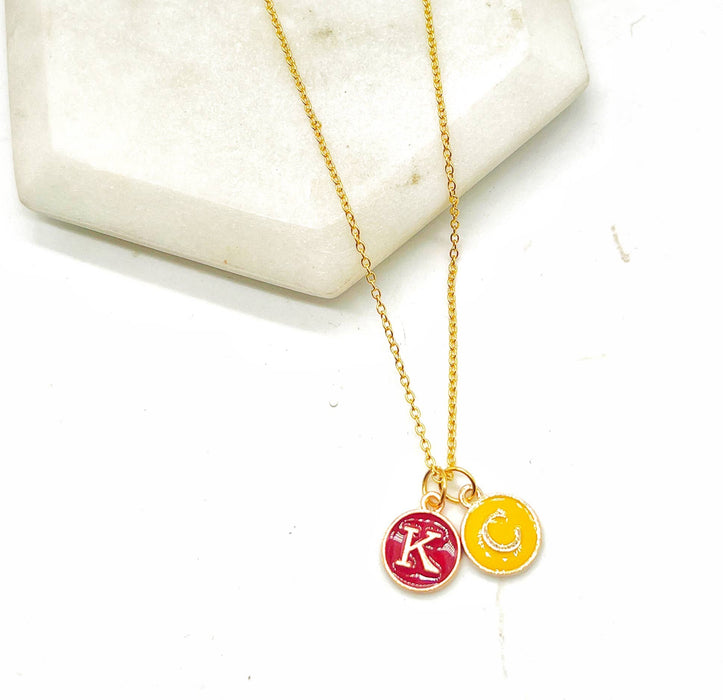 Baubles by B - Red Yellow KC Enamel Charm Chiefs Kansas City Necklace