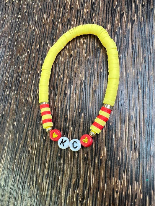 Paco Designs - Red-letter Heart KC Heishi Bracelet: Red