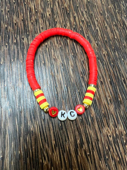 Paco Designs - Red-letter Heart KC Heishi Bracelet: Red