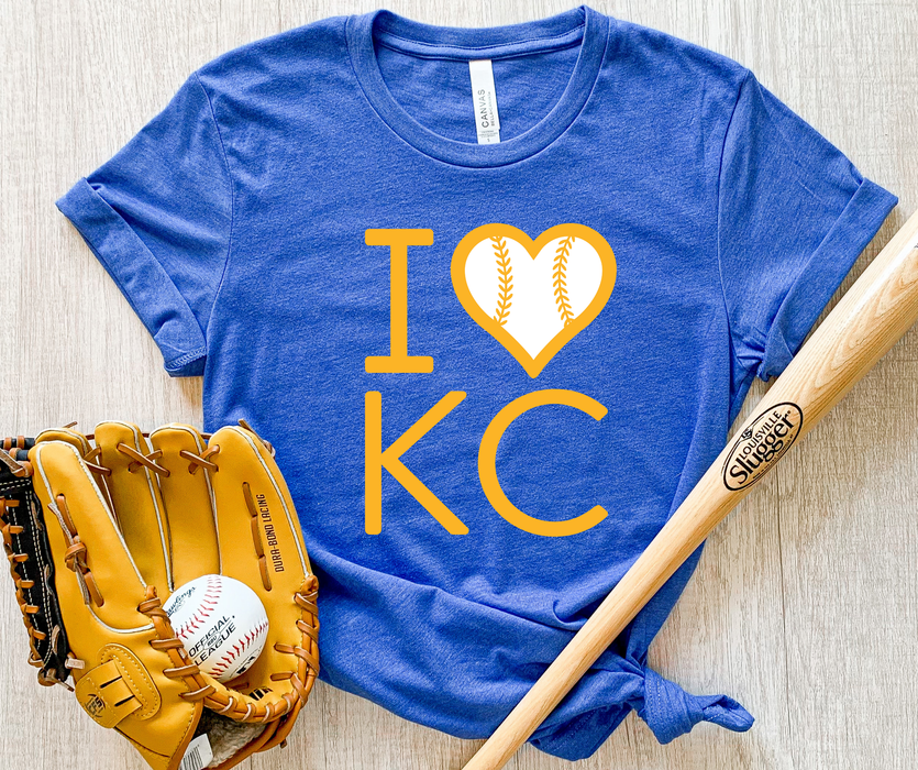 The Red Rival Wholesale - I Heart KC Baseball Heather Royal Blue Tee: X-Large