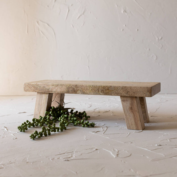 Foreside Home & Garden - Hazel Footed Stool Mango Wood Farmhouse Riser