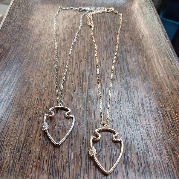 Paco Designs - Large Bling Arrowhead Necklace Silver OR Gold: Yellow Gold