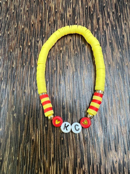 Paco Designs - Red-letter Heart KC Heishi Bracelet: Red