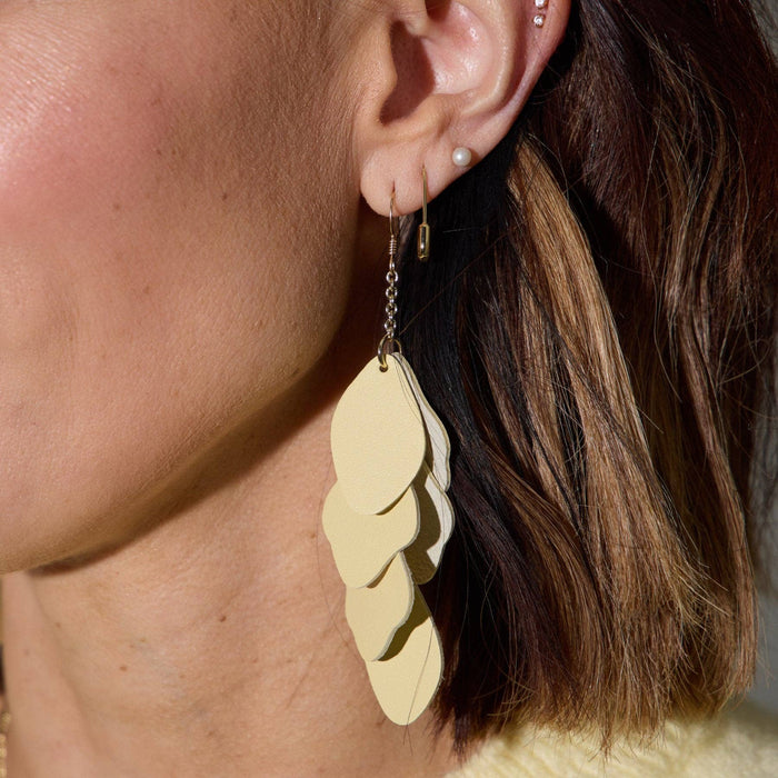 Nickel and Suede - Safety Pin Threader Earrings: Gold