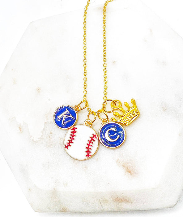 Baubles by B - KC Kansas City Royals Baseball Crown Charm Necklace Enamel
