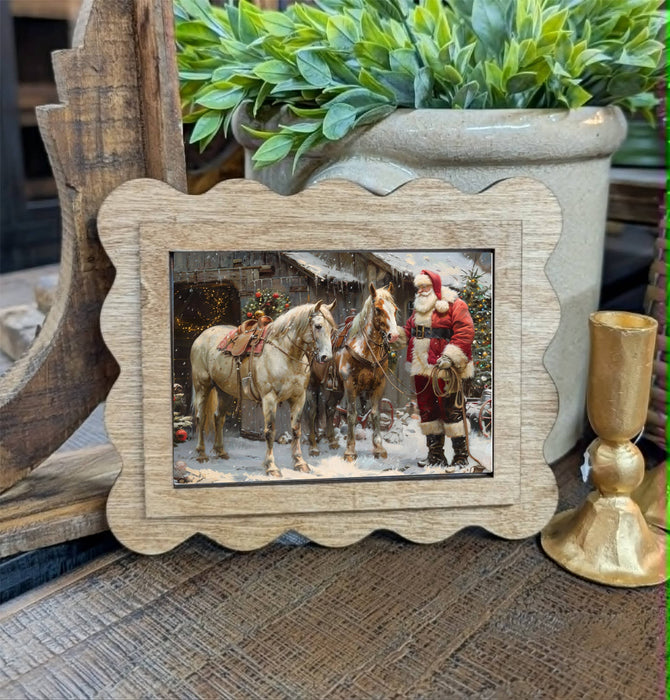 Redeemed Decor - Scallop Santa With Horses Framed Canvas Art