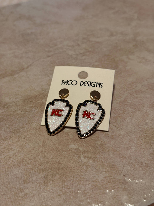 Paco Designs - White or Red KC Arrowhead Post Earrings: Red