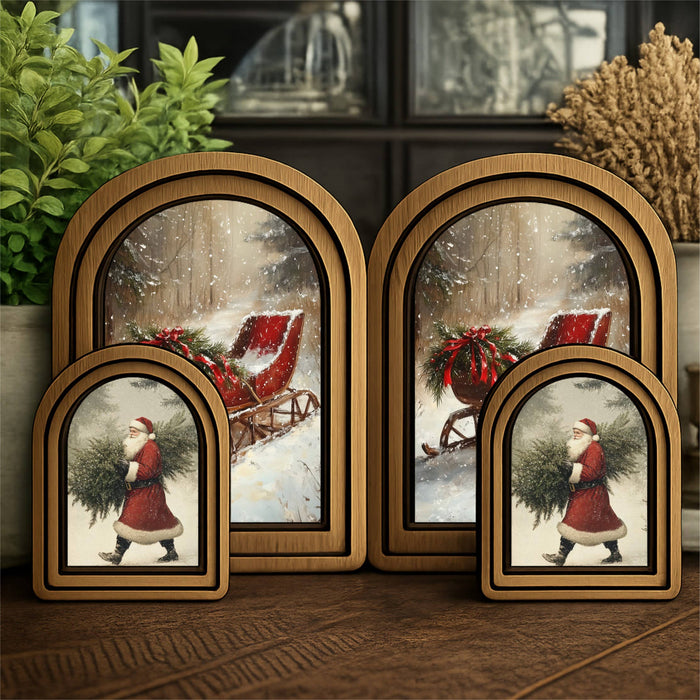 Redeemed Decor - Layered Set Santa With Tree Canvas Art