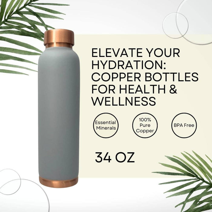 Perilla Home - Grey Copper Water Bottle 34 Oz