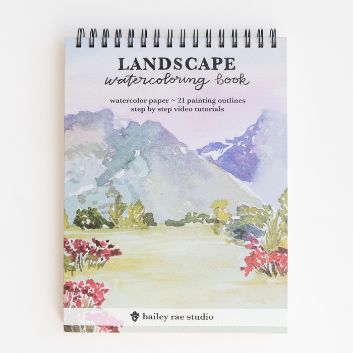 Bailey Rae Studio - Landscape Watercoloring Book - Outlines with Video Tutorials