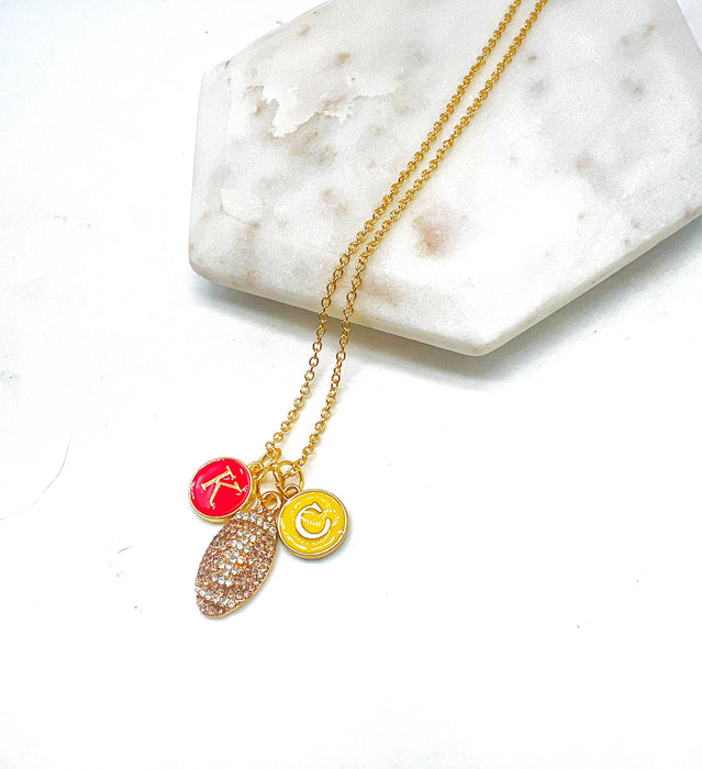Baubles by B - Rhinestone KC Football Charm Chiefs Kansas City Necklace  : 24 inches