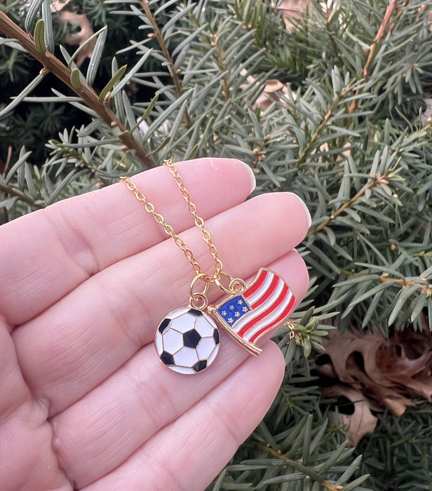 Baubles by B - World Cup Fifa Soccer America USA Futbol Charm Necklace