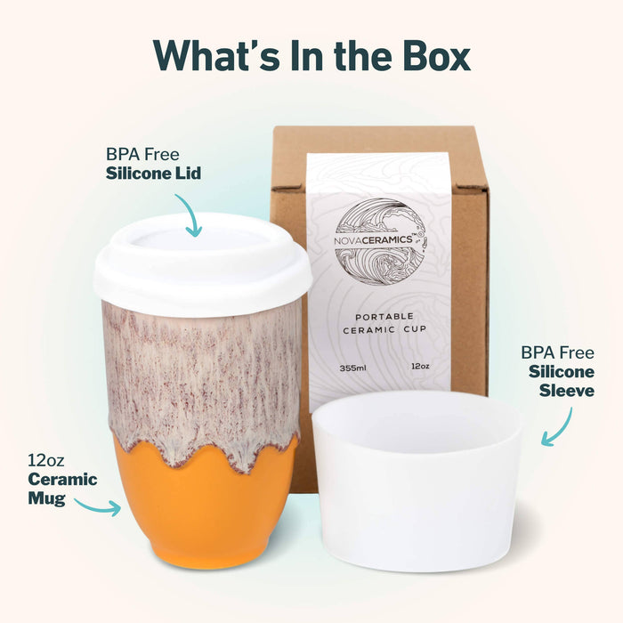 Nova Ceramics Travel Mugs - Grapefruit 12oz Ceramic Travel Mug – Reusable & Stylish