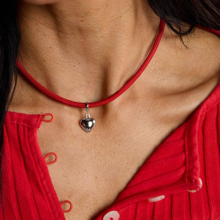 Nickel and Suede - Silver Puffy Heart Charm: Silver