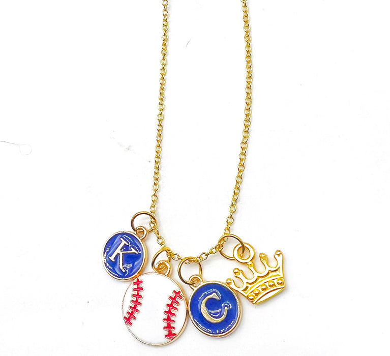 Baubles by B - KC Kansas City Royals Baseball Crown Charm Necklace Enamel