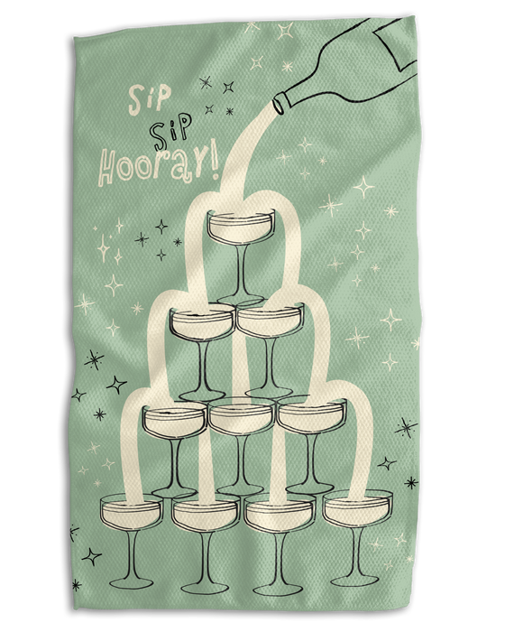 Absorb-Lumen - Sip the New Year 18x30 Work-harder Double-Sided Towel