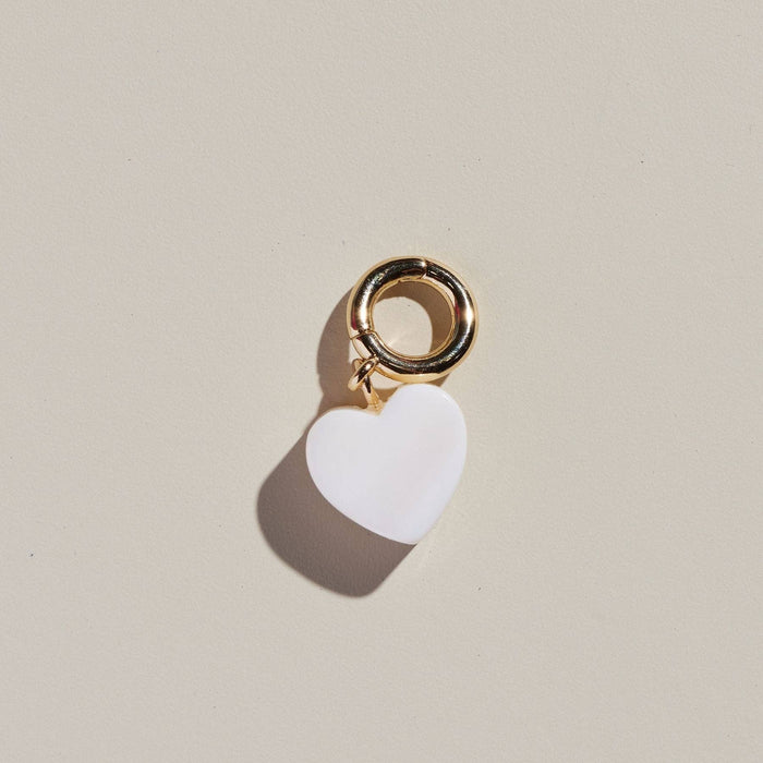 Nickel and Suede - Mother of Pearl Heart Charm: One Size