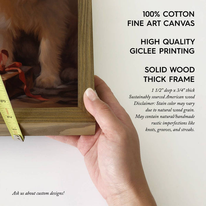 Hangout Home - Santa with Dogs - Santa Canvas Art - Wood Framed Wall Art: 6x10" Mini Canvas Art with Wood Box Frame