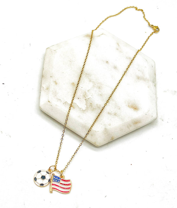 Baubles by B - World Cup Fifa Soccer America USA Futbol Charm Necklace
