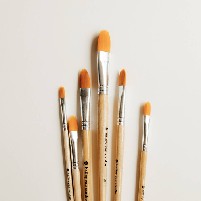 Bailey Rae Studio - Filbert Watercolor Brush Set -- 6 piece
