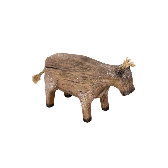 Foreside Home & Garden - Prescott Carved Cow Deco Accent Natural Wood Fall Decor