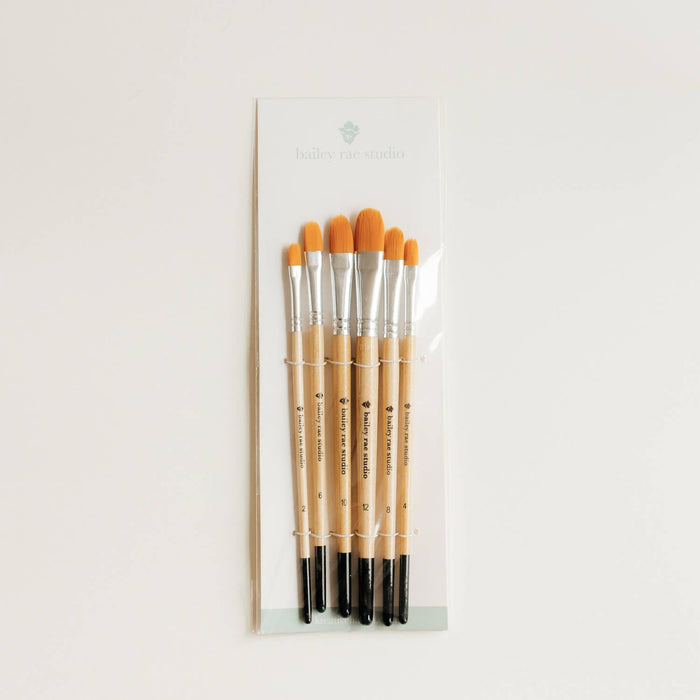 Bailey Rae Studio - Filbert Watercolor Brush Set -- 6 piece