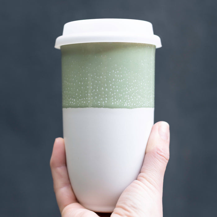 Nova Ceramics Travel Mugs - Sage Green Ceramic Travel Mug – 16oz Reusable Cup