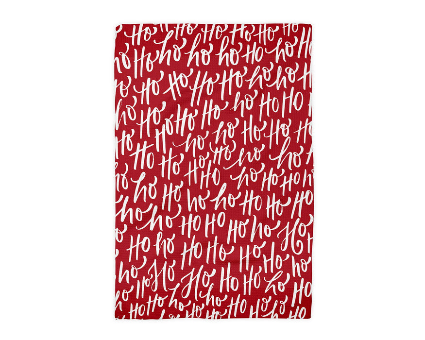 Canary Road - Ho Ho Ho Script Kitchen Tea Towel Waffle Holiday Decor