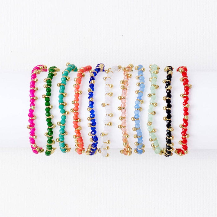 INK + ALLOY - Kami Crystal With Brass Charm Stretch Bracelet Coral + Gold Wholesale