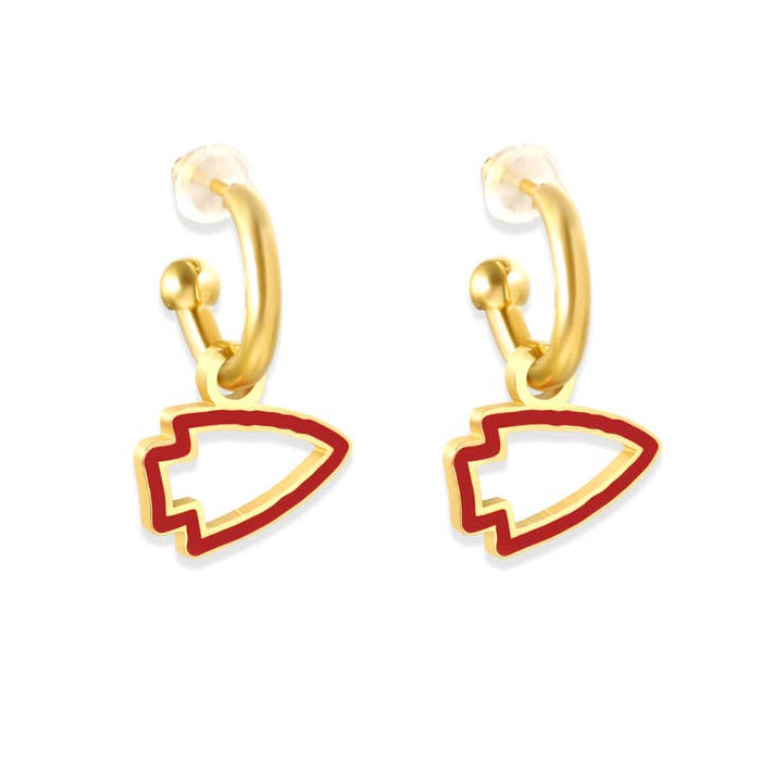 EB and Co. - Kansas City Chiefs Red Arrowhead Huggie Hoop Earrings