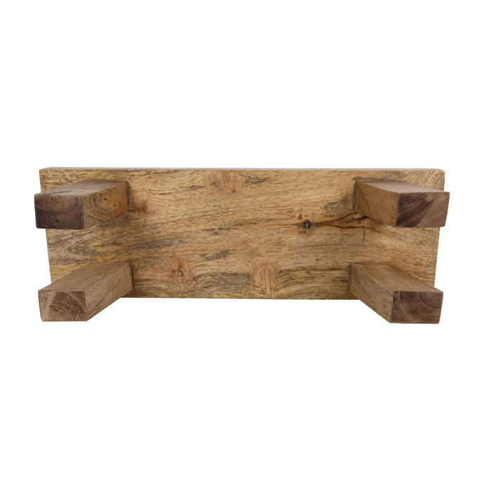 Foreside Home & Garden - Hazel Footed Stool Mango Wood Farmhouse Riser