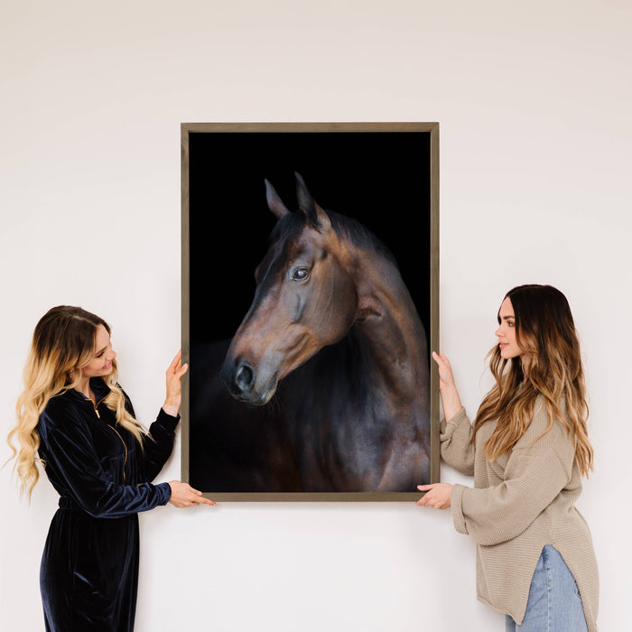 Hangout Home - Horse Portrait - Framed Animal Photograph -Ranch House Decor: 20x30" Large Canvas Art with Thick Wood Frame