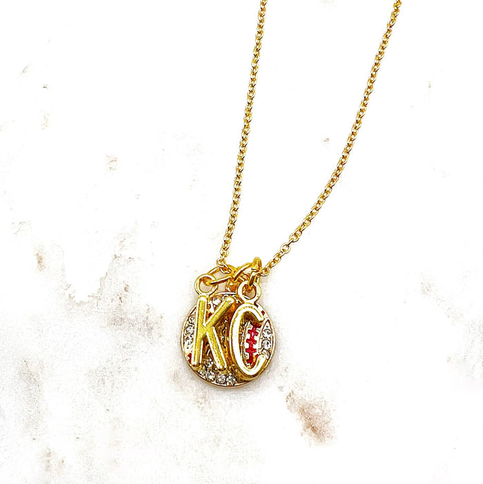 Baubles by B - Gold KC Kansas City Royals Rhinestone Baseball Necklace