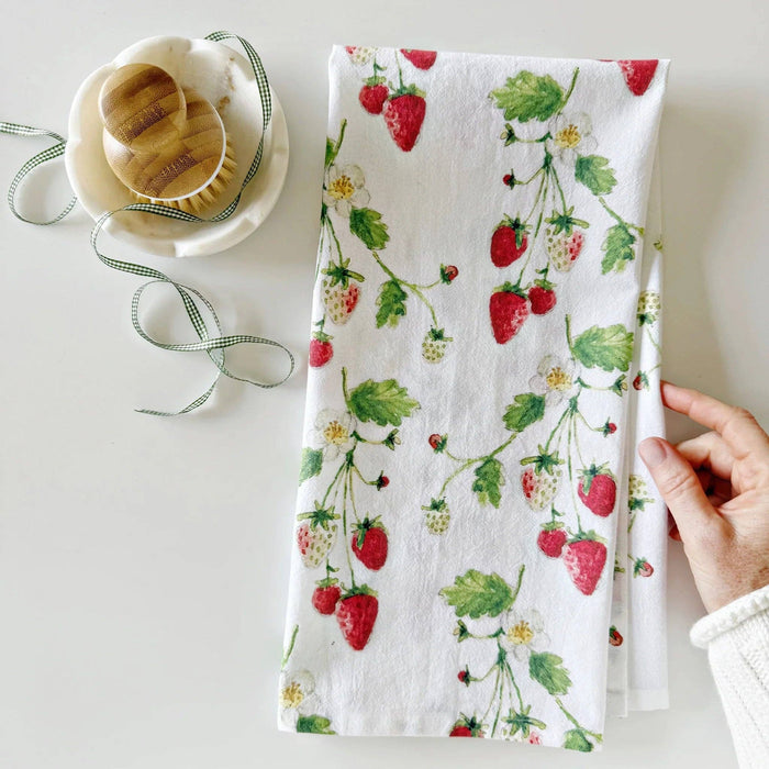 emily lex studio - Strawberry cotton flour sack tea towel
