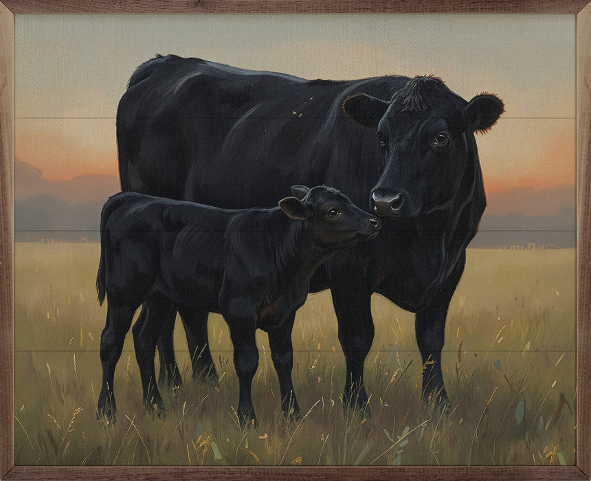 Kendrick Home - Beef Cow And Baby Standing: 20x16