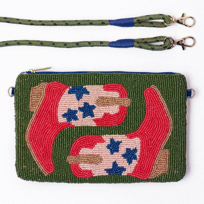 INK + ALLOY - Leila Red Boots Seed Bead Clutch With Strap Wholesale