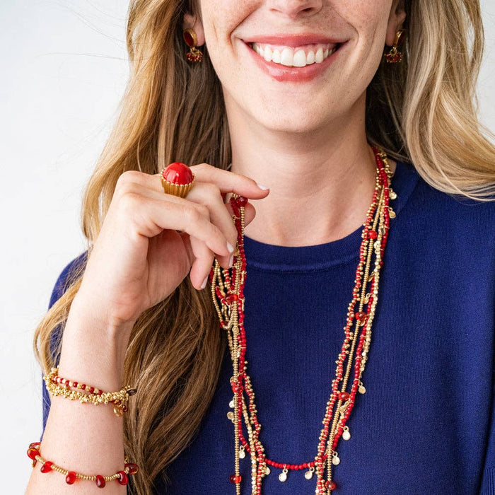INK + ALLOY - Kate Brass Round And Flat Beads Stretch Bracelet Wholesale