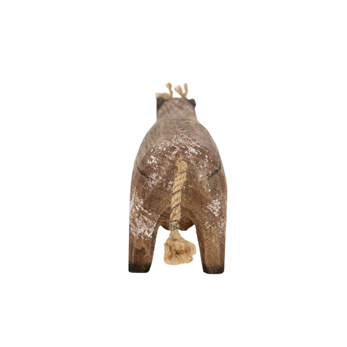 Foreside Home & Garden - Prescott Carved Cow Deco Accent Natural Wood Fall Decor