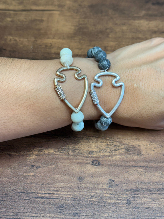 Paco Designs - NEW! Bling Arrowhead Chunky Stone Stretch Bracelet: Amazonite