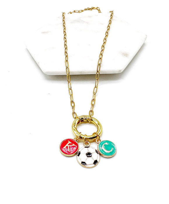 Baubles by B -  KC Current Soccer Charm Enamel Kansas City Necklace