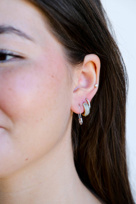 Nickel and Suede - Safety Pin Threader Earrings: Gold