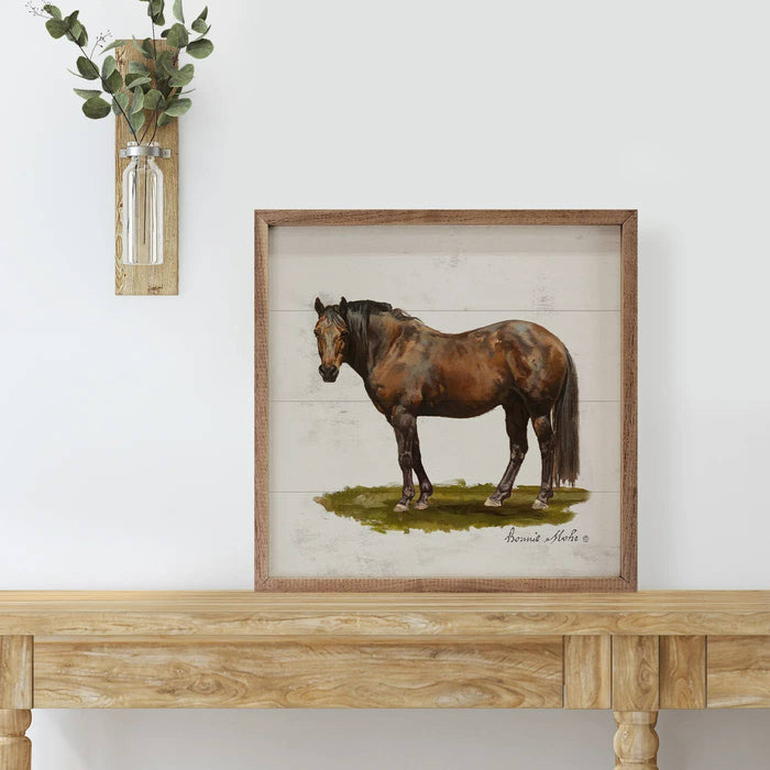 Kendrick Home - Horse On Grass By Bonnie Mohr: 4 x 4 x 1