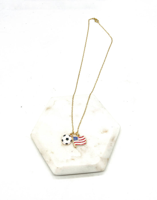 Baubles by B - World Cup Fifa Soccer America USA Futbol Charm Necklace