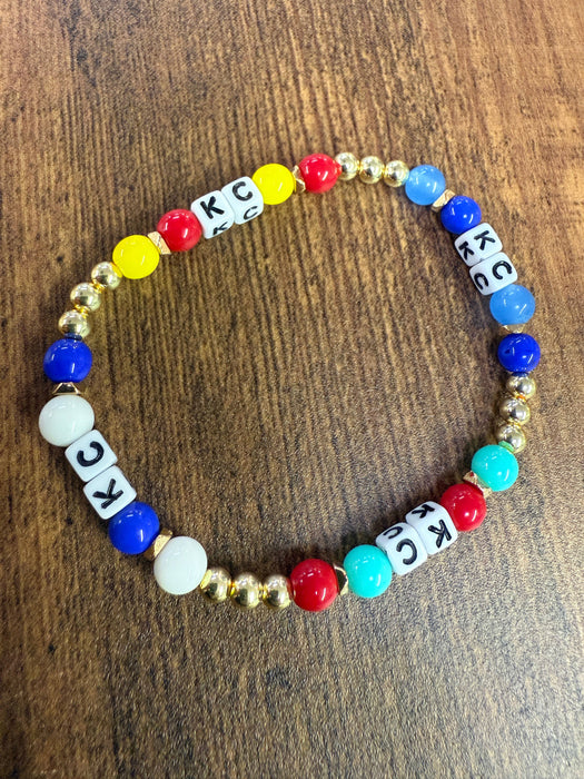 Paco Designs - KC Colors Gold Beaded Bracelet KANSAS CITY SPORTS FANS!