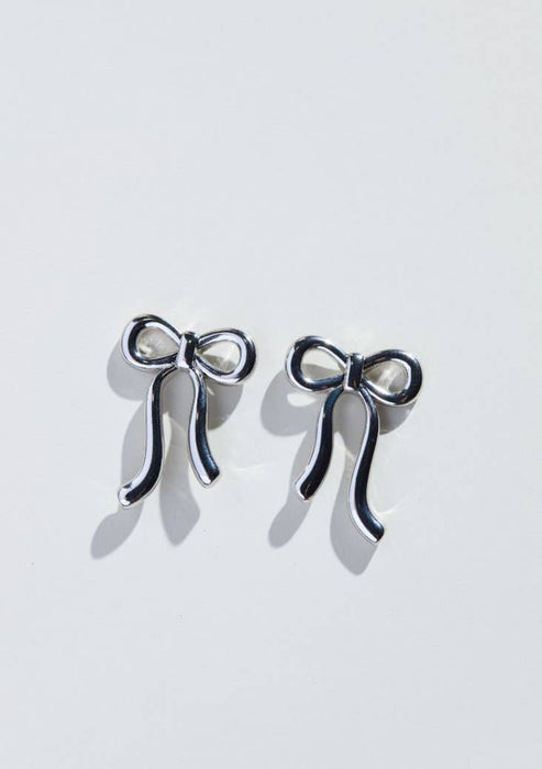 Nickel and Suede - Silver Vintage Bow Studs