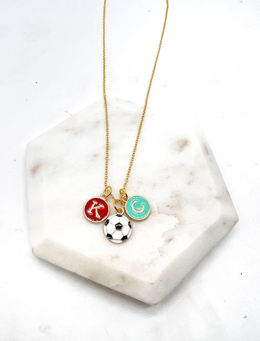 Baubles by B - Red Teal KC Enamel Charm Current Kansas City Necklace Soccer