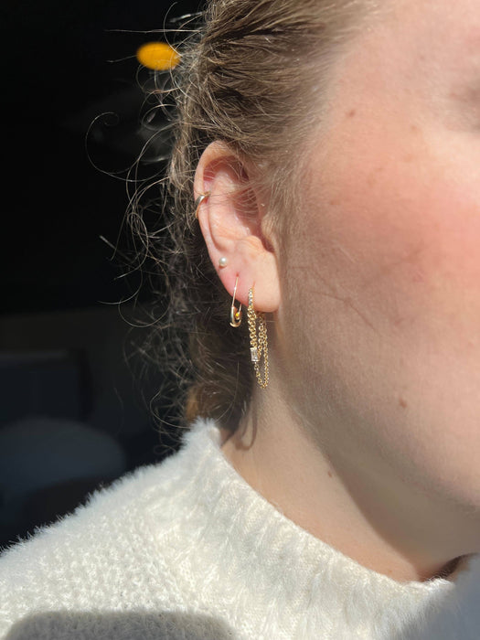 Nickel and Suede - Safety Pin Threader Earrings: Gold
