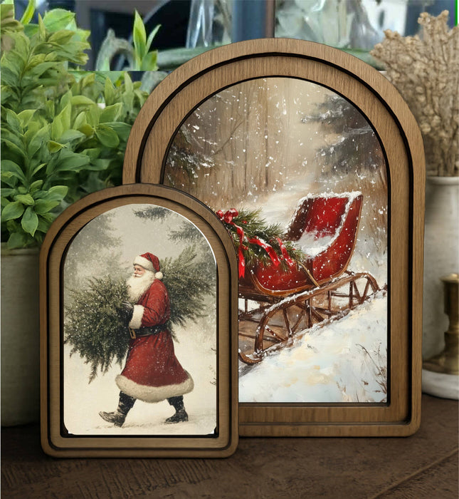 Redeemed Decor - Layered Set Santa With Tree Canvas Art