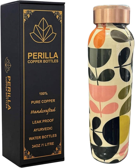 Perilla Home -  Pure Copper Water Bottle 34 Oz Printed 2