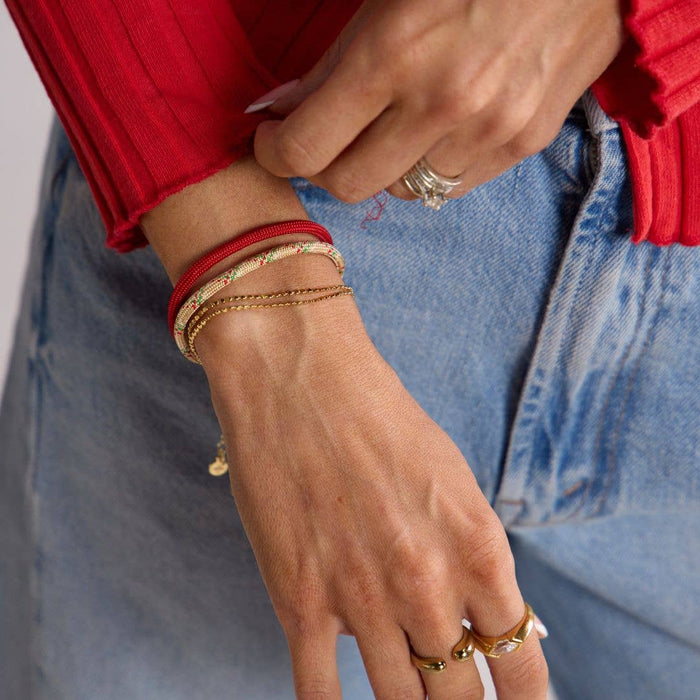 Nickel and Suede - Sugar Cookie Minimalist Waterproof Cord Bracelet: Gold
